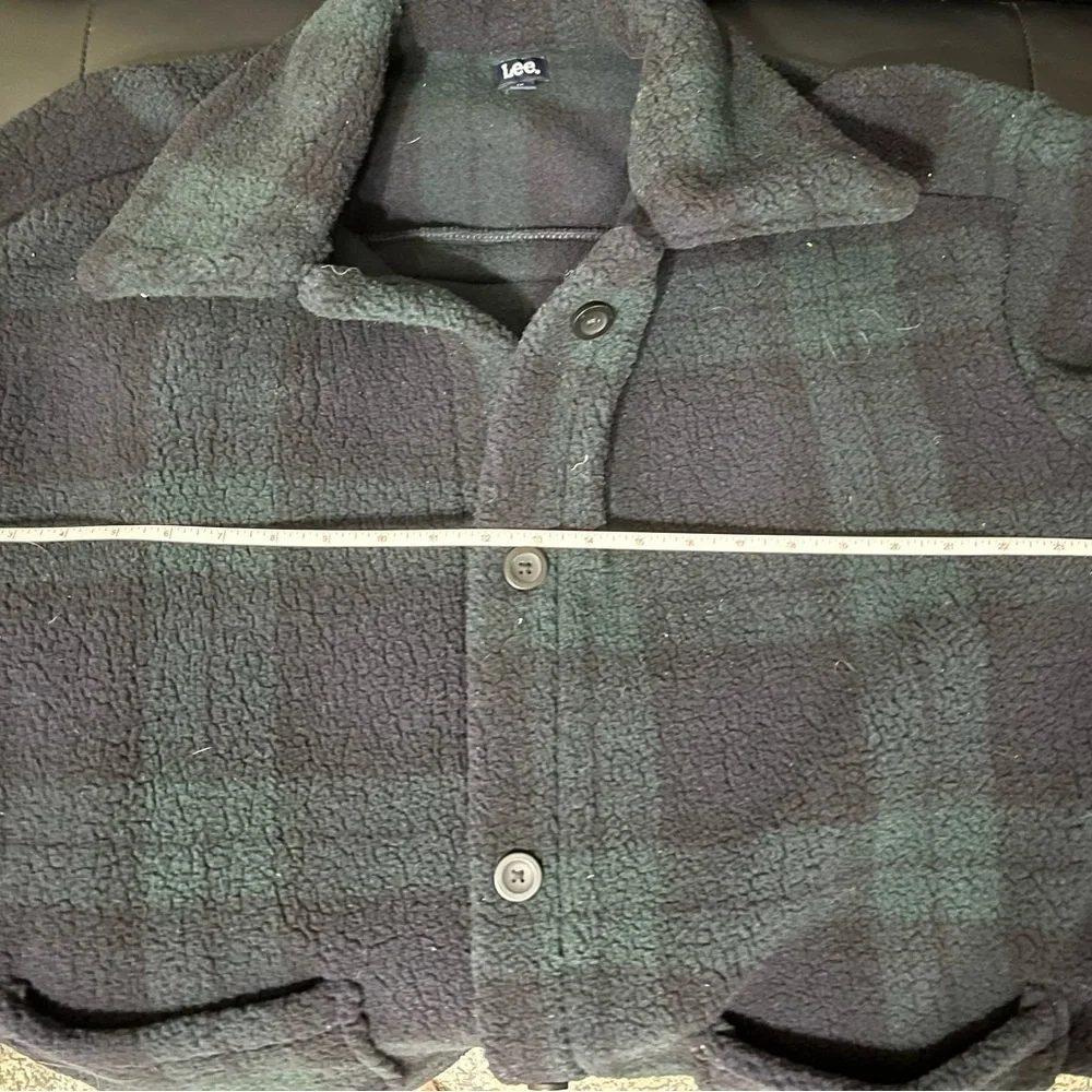 Lee Fleece Jacket Navy and Green Plaid